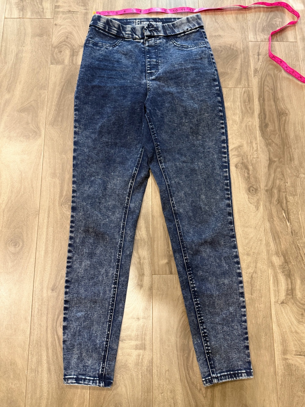 NOBO Dark Blue Washed High-Waist Leggings Jeans